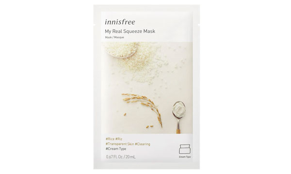 Тканевая маска с экстрактом риса Innisfree My Real Squeeze Mask EX Rice